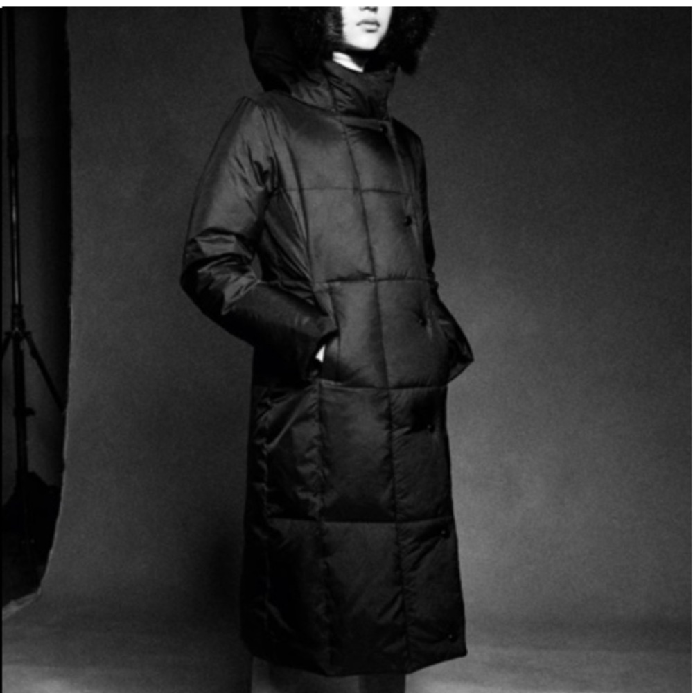 Zara Black Puffer Jacket with Faux Fur Hood Size-XL